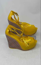 Load image into Gallery viewer, Melissa Womens Peace Yellow Buckle Peep-Toe Wedge Platform Sandals Size 6