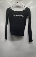 Load image into Gallery viewer, Forever 21 Womens Black Stargirl Rhinestone Off The Shoulder T-Shirt Size Small