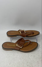 Load image into Gallery viewer, Toscanella Womens Brown Leather Open Toe Slip-On Thong Sandals Size 7.5