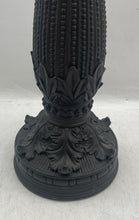 Load image into Gallery viewer, Antique Fitz & Floyd Matte Black Intricately Carved Resin Candlestick Holder