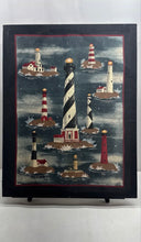 Load image into Gallery viewer, 1980s Fabric Panel From Spring Industries US Lighthouses USA As Wall Art