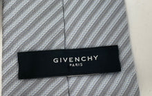 Load image into Gallery viewer, Givenchy Mens Gray Striped Print Silk Adjustable Formal Pointed Tie