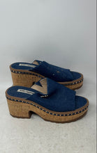 Load image into Gallery viewer, Karl Lagerfeld Womens Clarina Blue Slip-On Denim Block Platform Heels Size 8M
