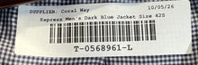Load image into Gallery viewer, Express Mens Dark Blue Slim Fit Single-Breasted Two-Button Blazer Size 42S