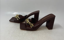 Load image into Gallery viewer, Liliana Womens Brown Leather Open Toe Block Heel Slip-On Slide Sandals Size 6.5