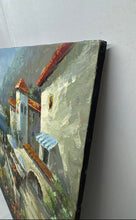 Load image into Gallery viewer, Vintage Mediterranean Coastal Scene Canvas Oil Painting Signed By T. Preston