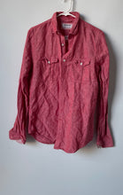 Load image into Gallery viewer, Express Mens Red Long Sleeves Collared Chest Pockets Button-Up Shirt Size Small