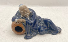 Load image into Gallery viewer, Chinese Reclining Men Blue Robe Statue Collectible Ceramic Figurine