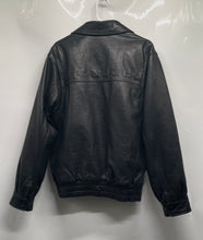 Load image into Gallery viewer, Sean John Mens Black Leather Long Sleeve Front Full-Zip Bomber Jacket Size Large