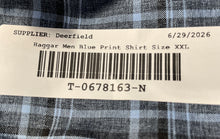 Load image into Gallery viewer, Haggar Mens Blue Plaid Short Sleeve Collared Button-Up Shirt Size XXL