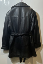 Load image into Gallery viewer, Wilsons Womens Black Leather Belted Long Sleeve Jacket Size Medium