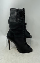Load image into Gallery viewer, Aldo Womens Black Leather Peep Toe High Stiletto Heel Ankle Booties Size 8.5