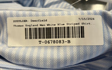 Load image into Gallery viewer, Thomas England Mens White Blue Striped Long Sleeve Dress Shirt Size 15.5/39
