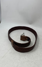 Load image into Gallery viewer, Bronzino Mens Brown Leather Braided Adjustable Buckle Dress Belt Size 38/95