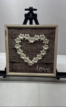 Load image into Gallery viewer, Framed Rustic Wood Heart Shaped Flowers Sign Love Script Wall Decor Art