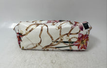 Load image into Gallery viewer, Cavalcanti Womens White Floral Print Leather Wrist Strap Zipper Cosmetic Bag