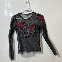 Load image into Gallery viewer, American Eagle Outfitters Womens Black Floral Long Sleeve Blouse Top Size XS