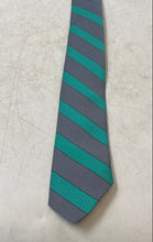 Load image into Gallery viewer, Giovanni Rossi Mens Green Gray Striped Keeper Loop Adjustable Pointed Tie
