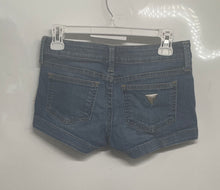 Load image into Gallery viewer, Guess Womens Blue Denim Medium Wash Pockets Regular Fit Hot Pants Shorts Size 25
