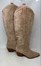 Load image into Gallery viewer, Iiimmu Womens Beige Suede Pointed Toe Knee High Cowgirl Western Boots Size 9