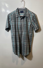 Load image into Gallery viewer, Calvin Klein Mens Gray Plaid Short Sleeve Collared Button-Up Shirt No Size