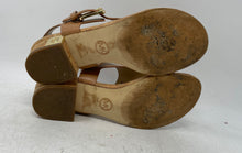 Load image into Gallery viewer, Michael Kors Womens SG17D Brown Leather Block Heel Thong Sandals Size 6M