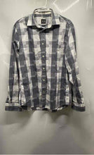 Load image into Gallery viewer, Armani Exchange Mens Gray And White Check Print Button-Up Shirt Size M