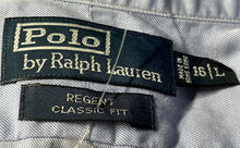 Load image into Gallery viewer, Polo By Ralph Lauren Mens Blue Regent Classic Fit Dress Shirt Size 16/L