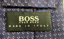 Load image into Gallery viewer, Hugo Boss Mens Blue Geometric Print Silk Keeper Loop Adjustable Pointed Tie