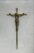 Load image into Gallery viewer, Vintage Brass Gold-Tone Wall Hanging Jesus Christ Catholic Crucifix Cross