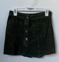 Load image into Gallery viewer, Zara Womens Green Cotton Corduroy Button Front Mini Skirt Size Small