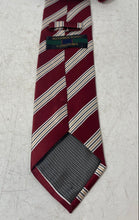 Load image into Gallery viewer, Alexander Julian Mens Burgundy Multi Striped Keeper Loop Adjustable Pointed Tie