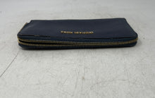 Load image into Gallery viewer, Michael Kors Womens Blue Pebbled Leather Card Slots Accordion Zip-Around Wallet