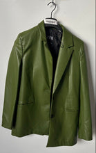 Load image into Gallery viewer, Zara Womens Olive Green Long Sleeve Notch Lapel Two-Button Blazer Jacket Size XS