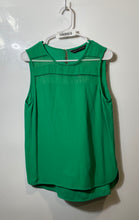 Load image into Gallery viewer, Zara Womens Green Sheer Striped Panel Sleeveless Hi-Low Hem Blouse Top Size M