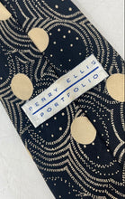 Load image into Gallery viewer, Perry Ellis Mens Black Gold-Tone Printed Silk Adjustable Designer Tie