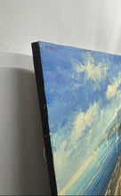 Load image into Gallery viewer, Vintage Mediterranean Coastal Sea View Terrace Canvas Oil Painting Signed
