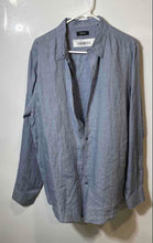 Load image into Gallery viewer, Theory Mens Blue Linen Long Sleeve Collared Button-Up Shirt Size Large