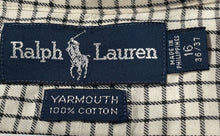 Load image into Gallery viewer, Ralph Lauren Mens White Blue Printed Long Sleeve Collared Dress Shirt Size 16
