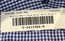 Load image into Gallery viewer, Nautica Mens Blue Gingham Print Collared Long Sleeve Dress Shirt Size Large