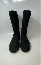Load image into Gallery viewer, UGG Womens Classic Tall Black Suede Mid-Calf Pull-On Shearling Boots Size 7
