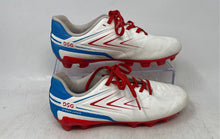 Load image into Gallery viewer, DSG Kids Speed Viper White Red Blue Lace-Up Low Top Soccer Cleats Size 1.5