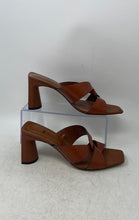 Load image into Gallery viewer, Zara Womens Dark Brown Leather Open Toe Chunky Heel Slide Sandals Size EUR 39
