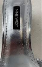 Load image into Gallery viewer, Nine West Womens Oklee3 Silver Leather Slip-On Block Platform Heels Size 6 1/2M