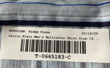 Load image into Gallery viewer, Calvin Klein Mens Multicolor Striped Cotton Long Sleeve Dress Shirt Size 16 1/2