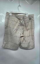 Load image into Gallery viewer, Adidas Mens Beige Plaid Print Flat Front Straight Leg Bermuda Shorts Size 36