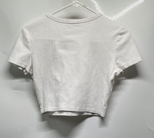 Load image into Gallery viewer, Zara Womens White Short Sleeve Crew Neck Pullover Cropped T-Shirt Size M