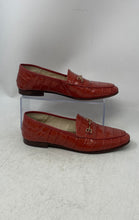 Load image into Gallery viewer, Sam Edelman Womens Orange Croc Embossed Horsebit Slip-On Loafer Shoes Size 8M