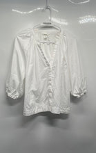 Load image into Gallery viewer, H&M Womens White 3/4 Balloon Sleeve Button Front Blouse Top Size Medium