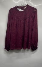 Load image into Gallery viewer, Loft Womens Burgundy Printed Long Sleeve Blouse Top Size Large